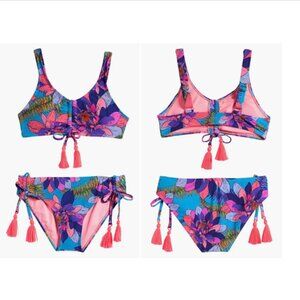 Nordstrom Beach Lingo Brand - Floral Bikini Set with Tassels - Girls Size L